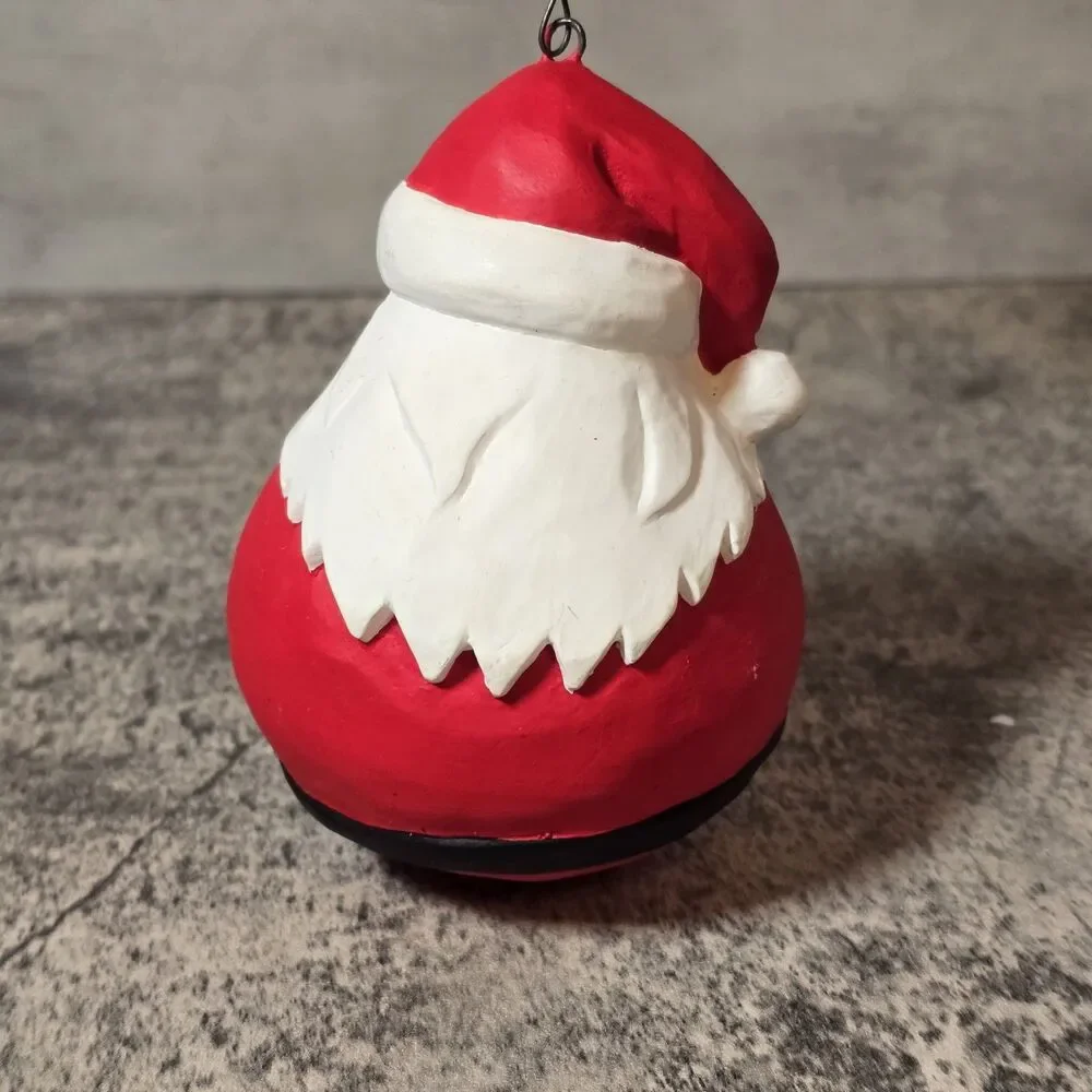 Vintage Charming Rustic Hand Painted Large Gourd Santa Artist Signed Jolly Folk